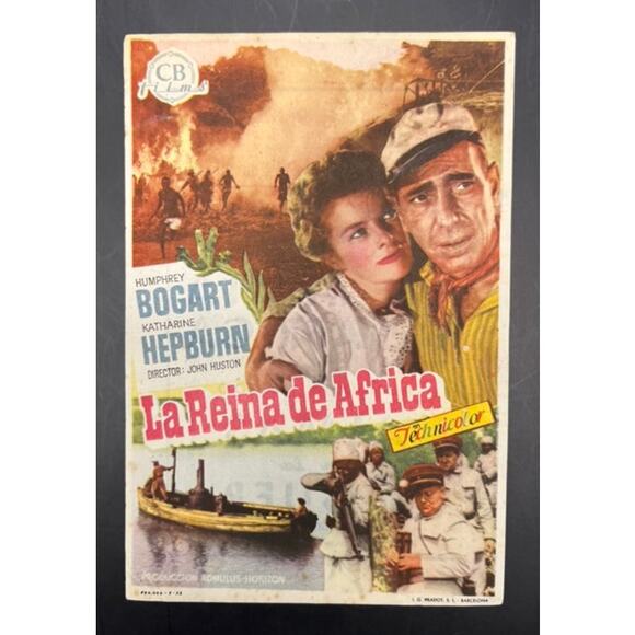 Spanish African Queen Movie Herald Handbill Katherine Hepburn Humphrey Bogart - Picture 1 of 3